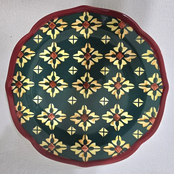 NWT Set Of 4 Pioneer Woman Vintage Geo Stoneware Salad Plates -- 8 1/2" - Picture 4 of 14